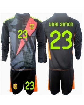 Spagna Unai Simon #23 Portiere Maglia Gara Trasferta Repliche Europei 2024 Bambino Maniche Lunghe